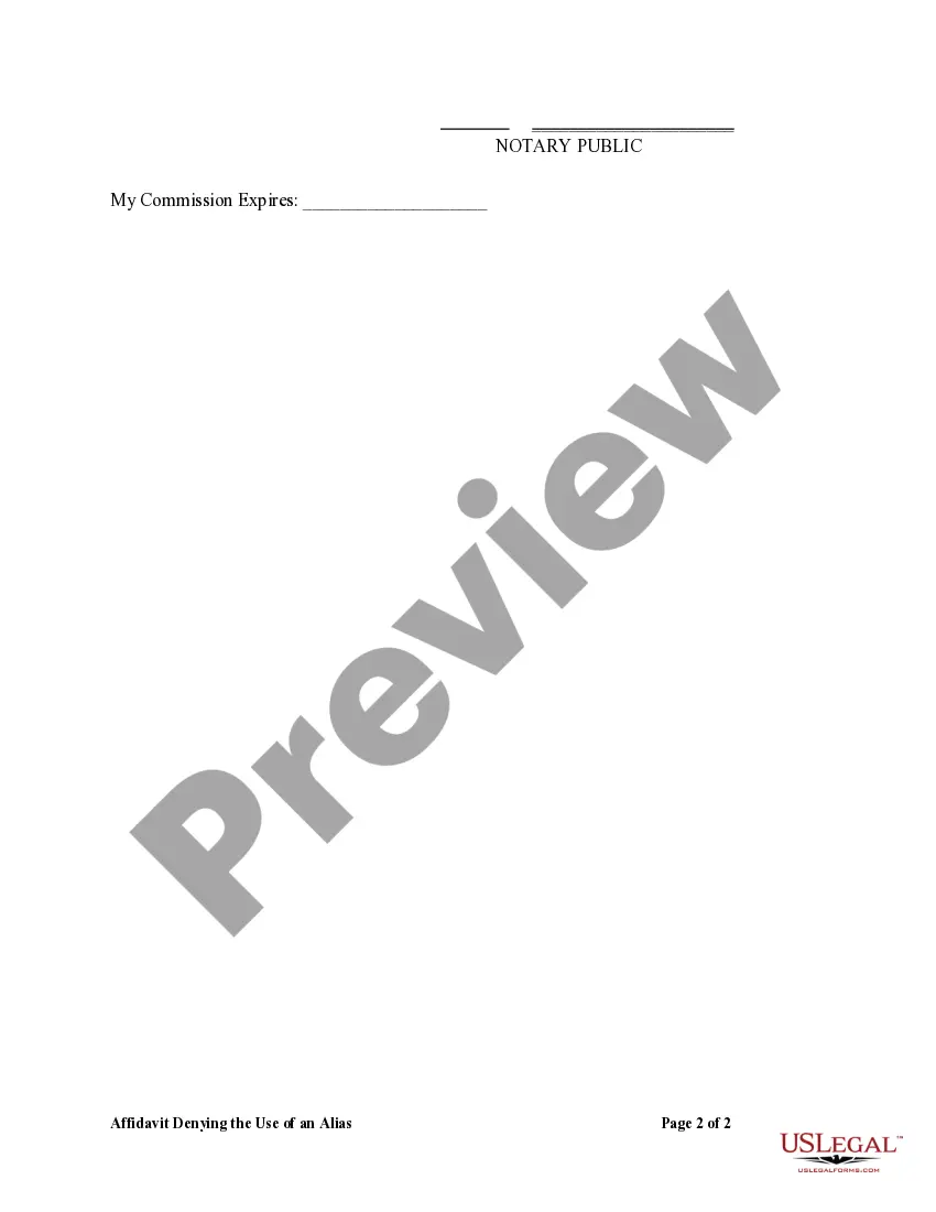 Get Affidavit Denying the Use of an Alias Preview Affidavit Denying the Use of an Alias