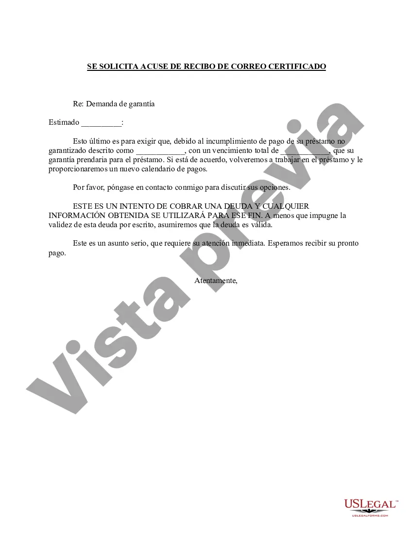 Preview Demanda de Garantía por Acreedor