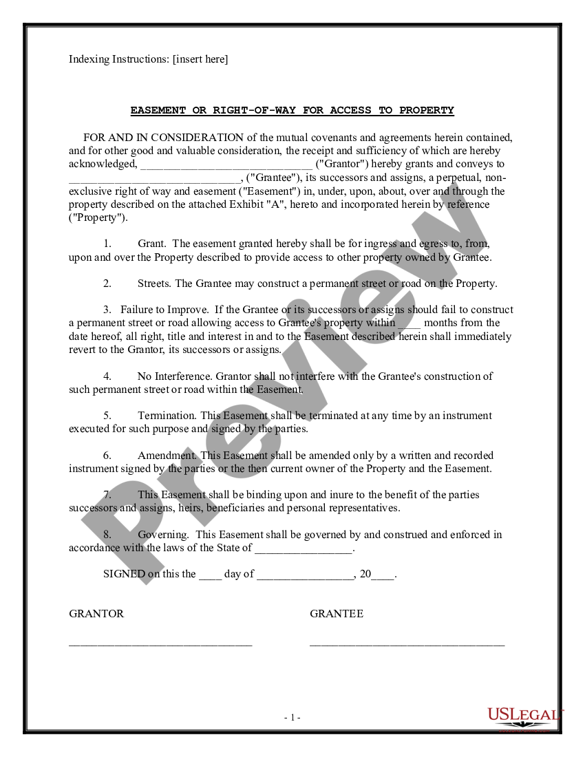 Easement for Access to Property - Easement Access Property | US Legal Forms