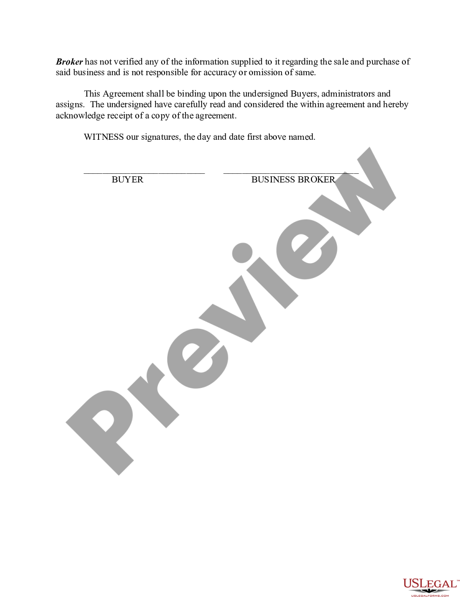 page 1 Nondisclosure and Commission Agreement Between Business Broker and Prospective Buyer preview