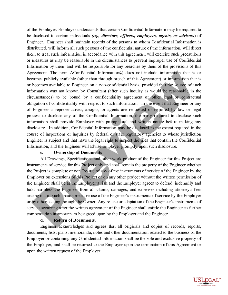 page 1 Contract or Agreement with Engineer preview