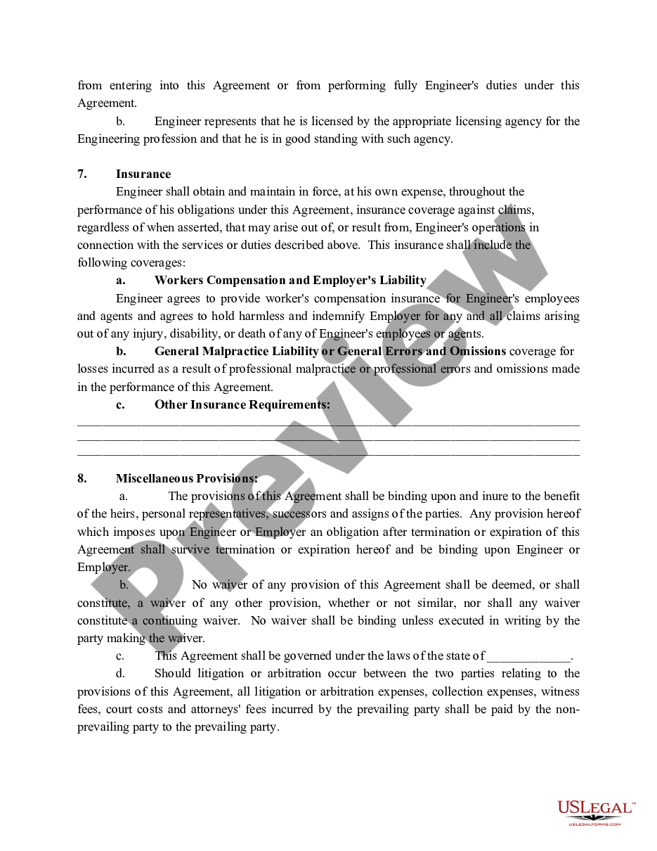 page 3 Contract or Agreement with Engineer preview