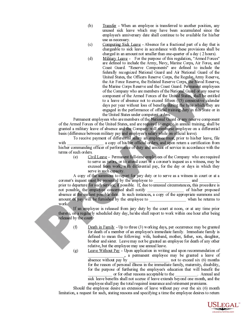 Preview Employee Agreement - Vacation and Sick Pay