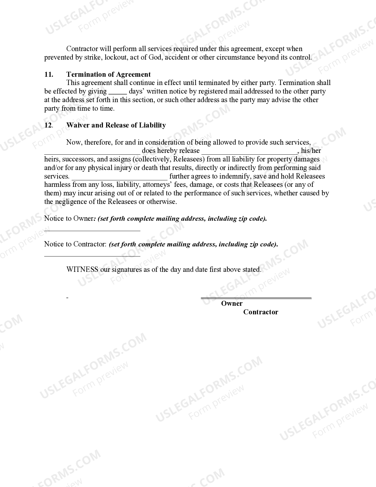 Alabama Cleaning or Janitorial Services Agreement Cleaning Contracts