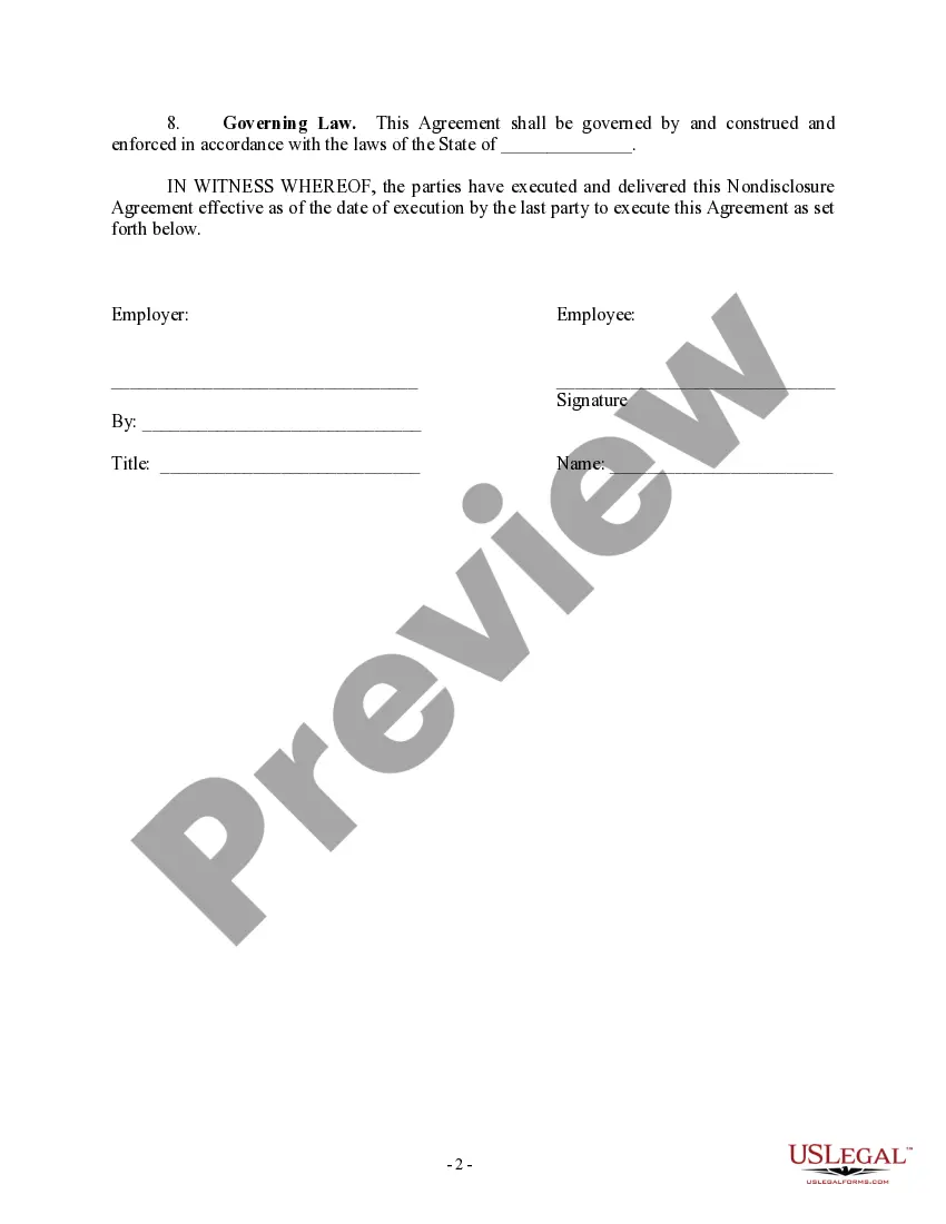 Preview Employee Nondisclosure Agreement