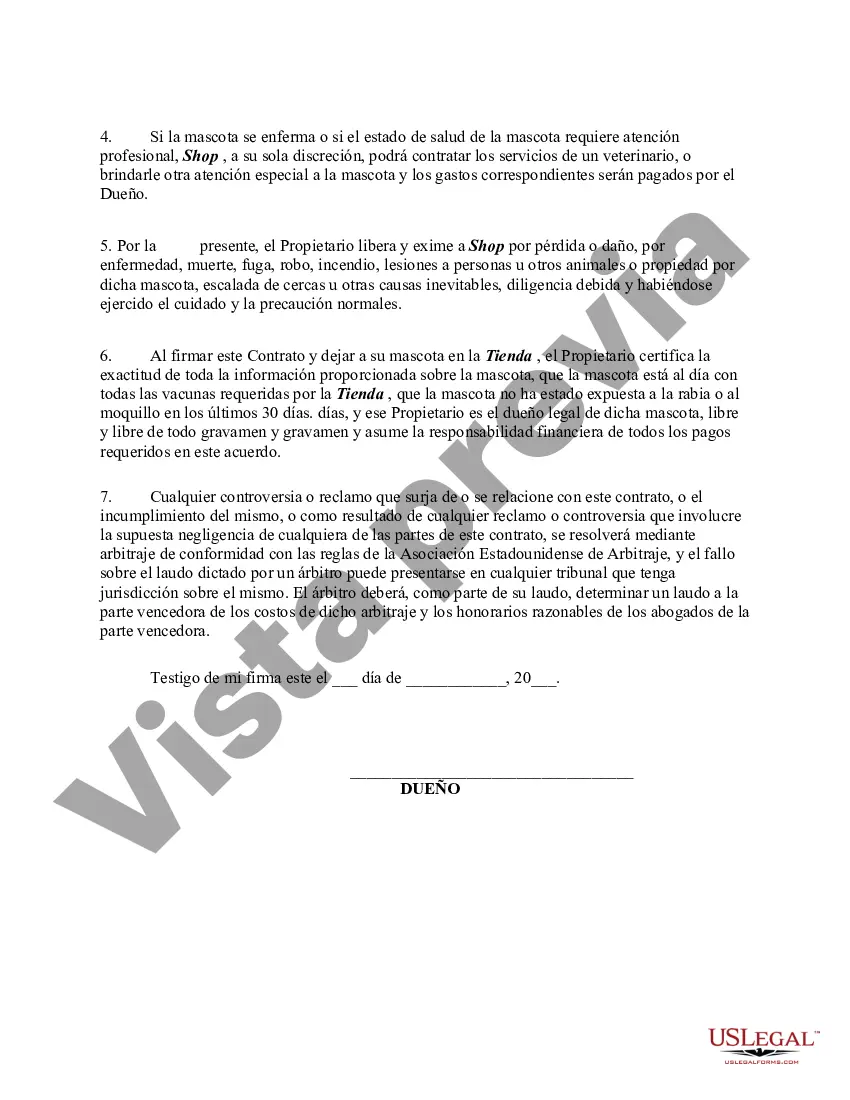 Preview Contrato para cepillar animales pequeños como perros y gatos