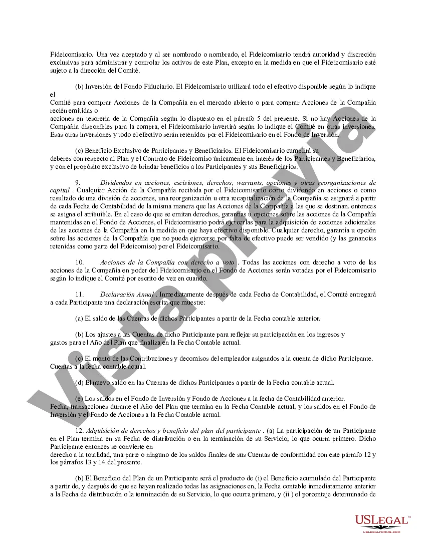 Preview Plan de incentivos en acciones para empleados ejecutivos