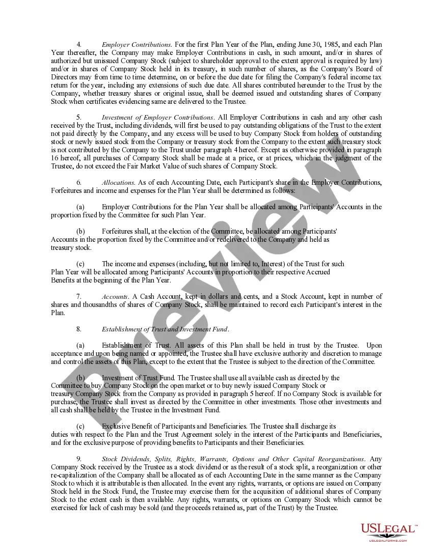 Preview Executive Employee Stock Incentive Plan