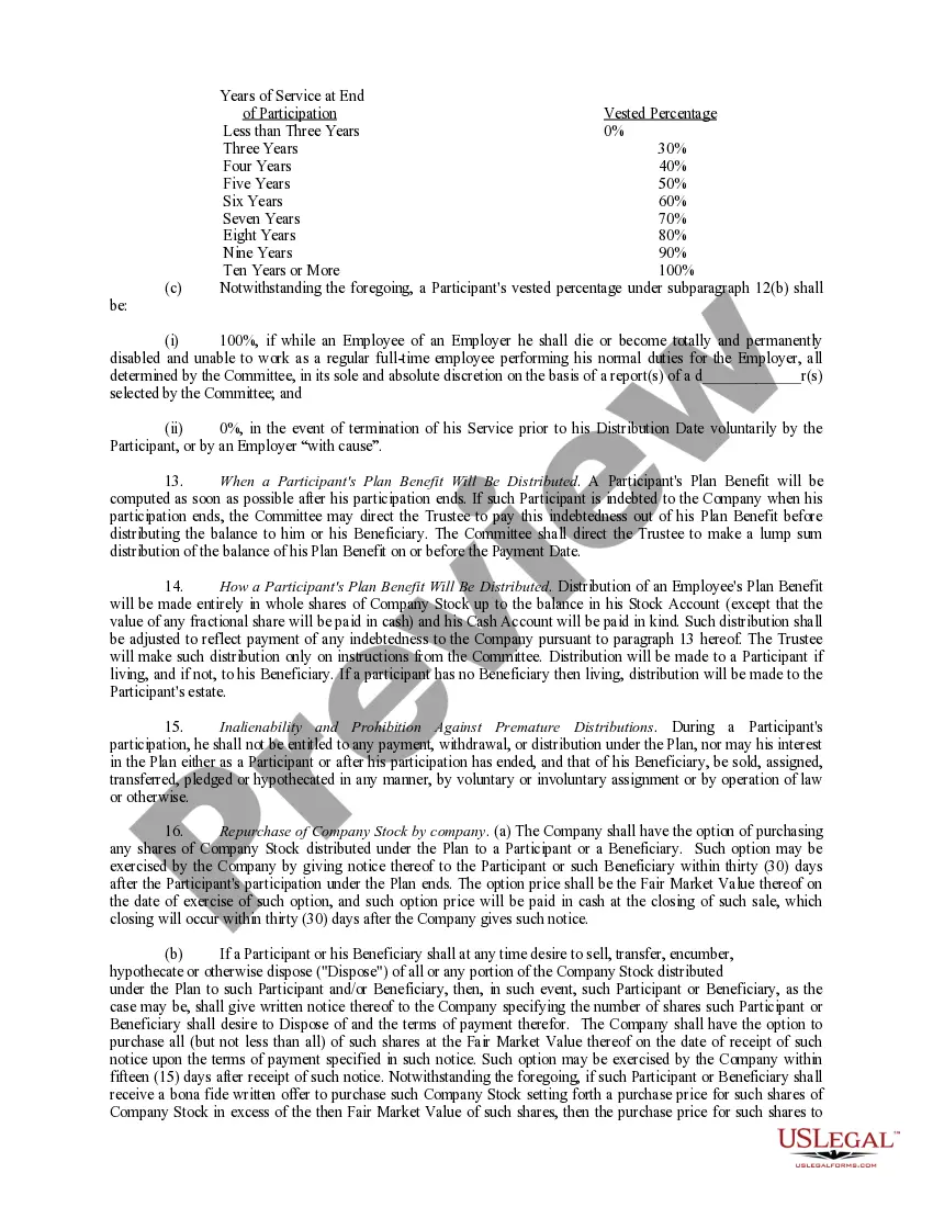 Preview Executive Employee Stock Incentive Plan