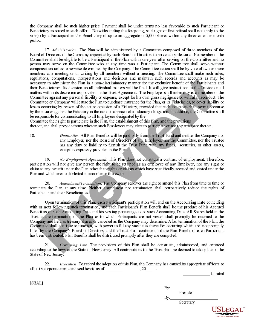 Preview Executive Employee Stock Incentive Plan