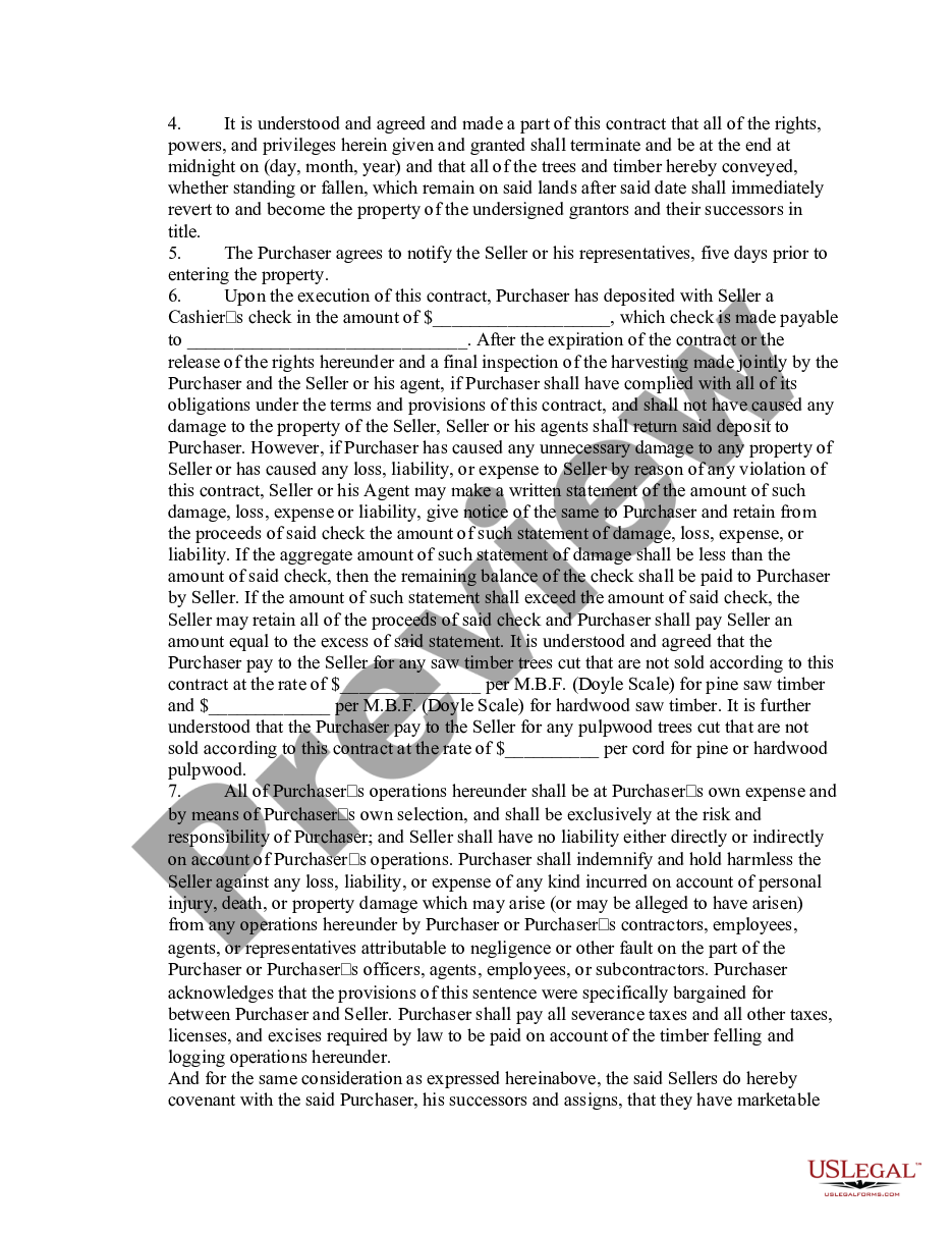 page 1 Agreement and License for Harvesting Timber preview