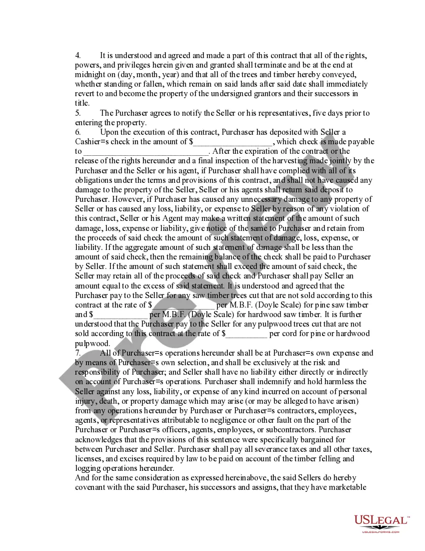 Get Agreement and License for Harvesting Timber Preview Agreement and License for Harvesting Timber