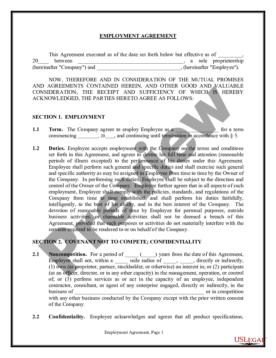 page 0 Employment Agreement - Long Version - Contract preview