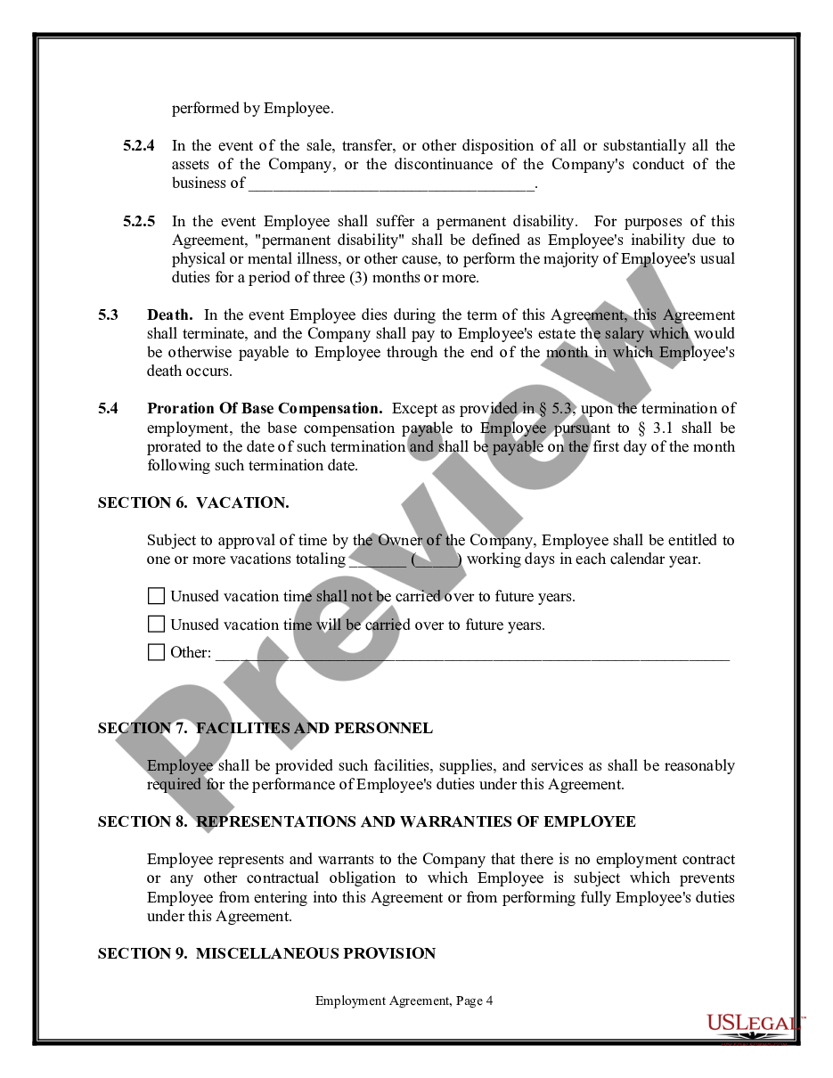 page 3 Employment Agreement - Long Version - Contract preview