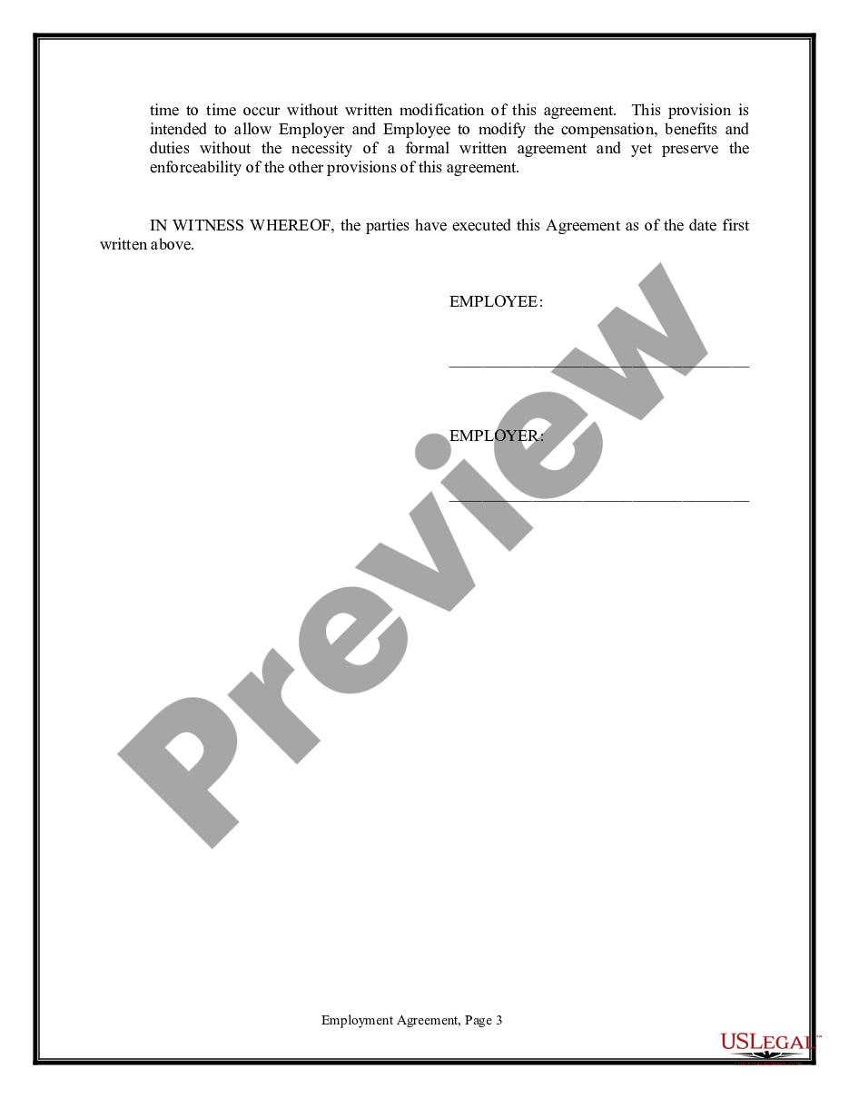 page 2 Employment Agreement - Short Version - Contract preview