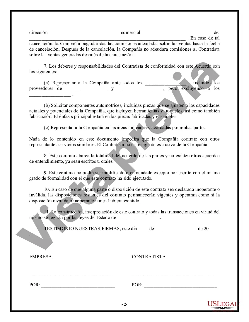 Preview Contrato de Trabajo - Porcentaje de Ventas - Contratista Independiente Trabajador por Cuenta Propia