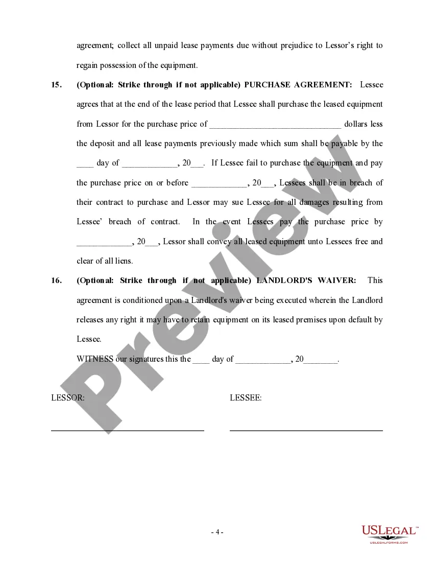 Preview Equipment Lease - General