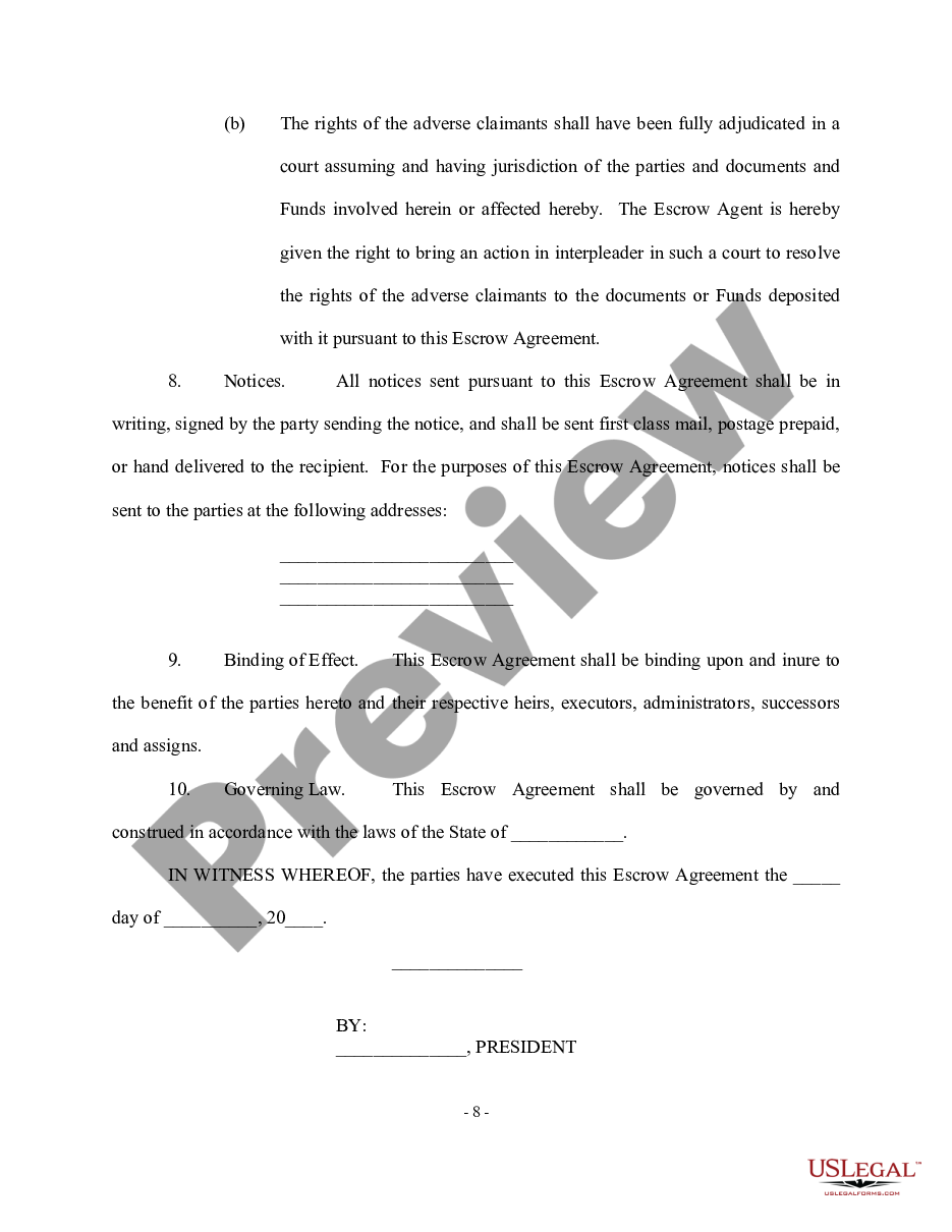 page 7 Escrow Agreement - Long Form preview