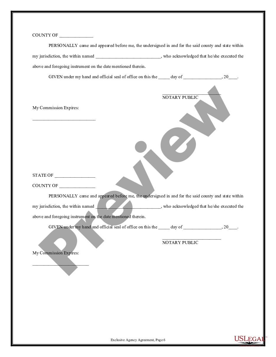 page 5 Exclusive Agency or Agent Agreement - Actor preview