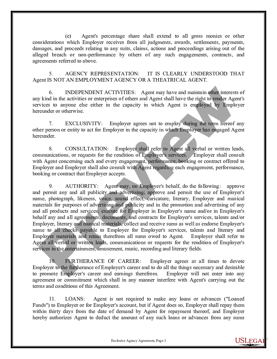 page 2 Exclusive Agency or Agent Agreement - General preview