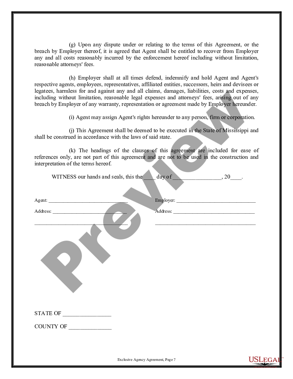page 6 Exclusive Agency or Agent Agreement - General preview