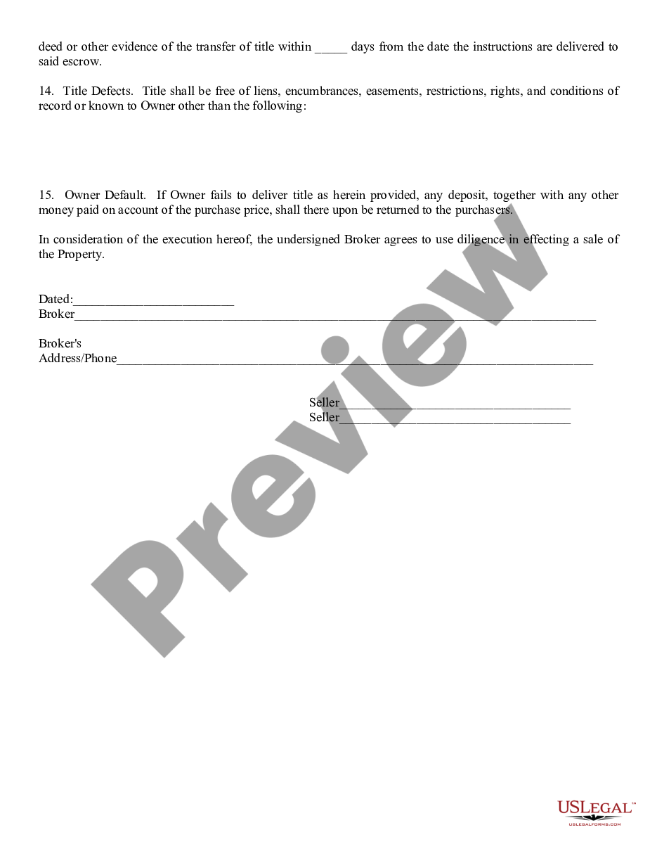 page 2 Exclusive Agency or Agent Agreement - Real Estate - Realtor Contract preview