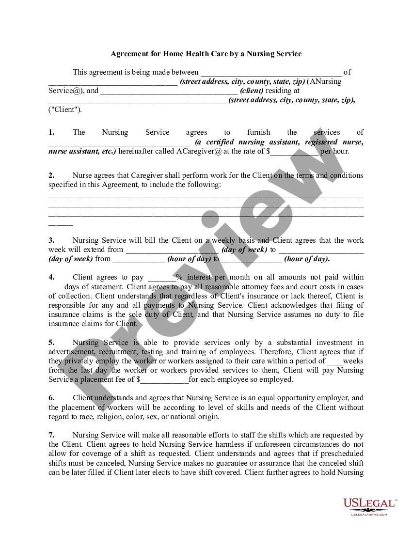 Personal Care Agreement Templates