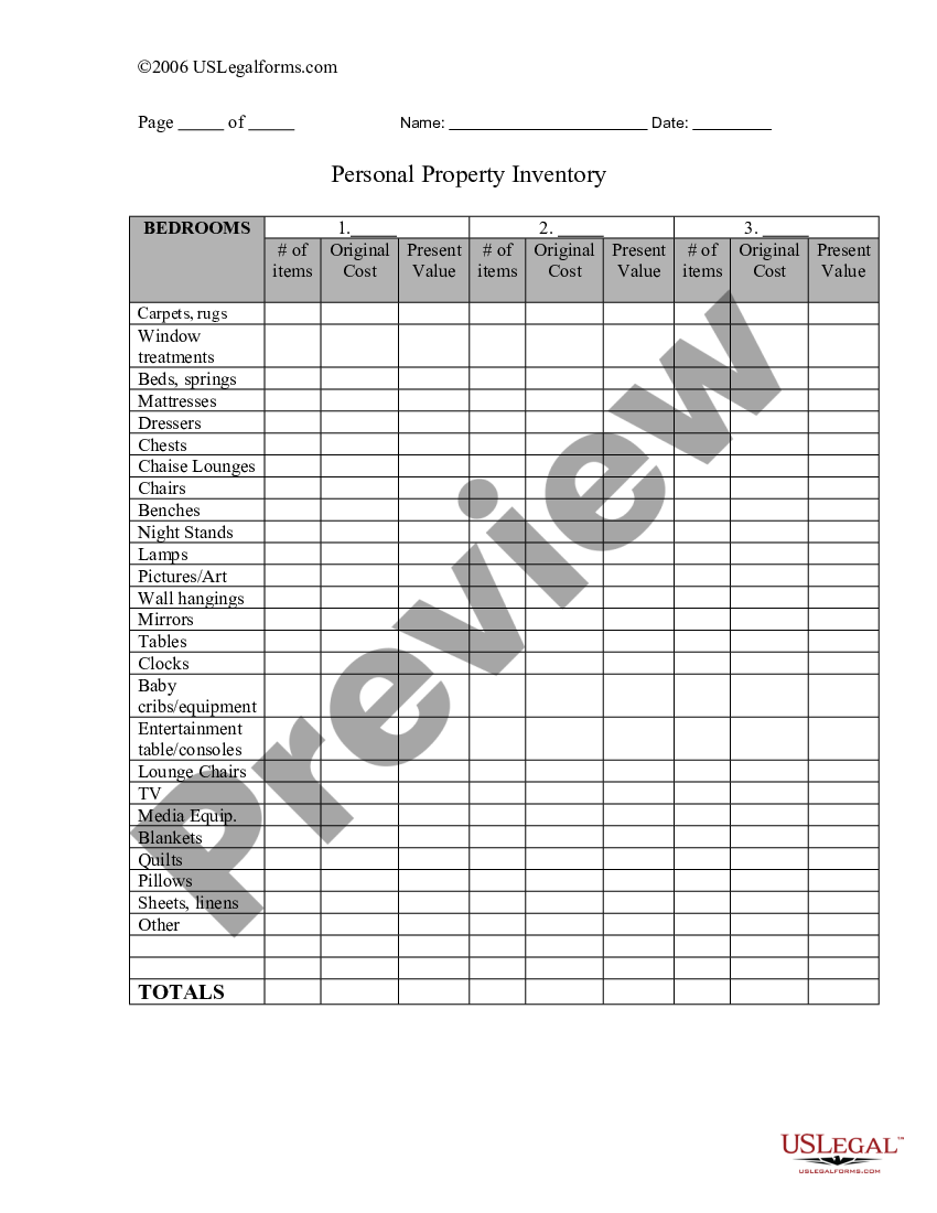 Alaska Personal Property Inventory Property Inventory Us Legal Forms 9013