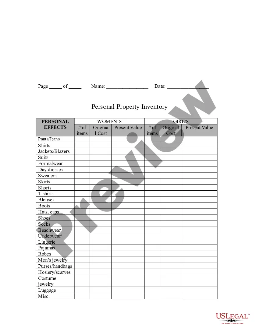 Get Personal Property Inventory Preview Personal Property Inventory