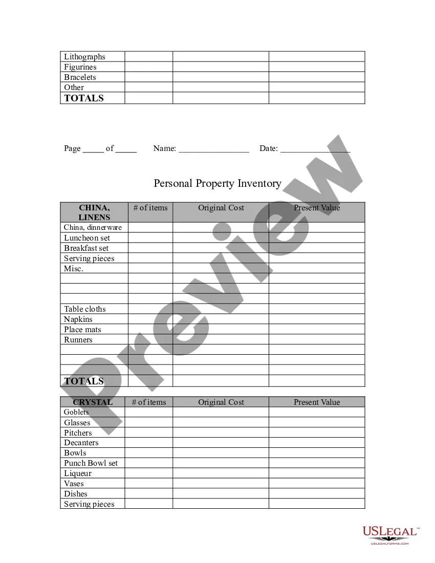 Get Personal Property Inventory Preview Personal Property Inventory