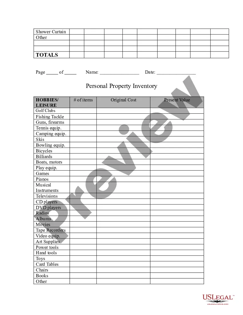 Get Personal Property Inventory Preview Personal Property Inventory