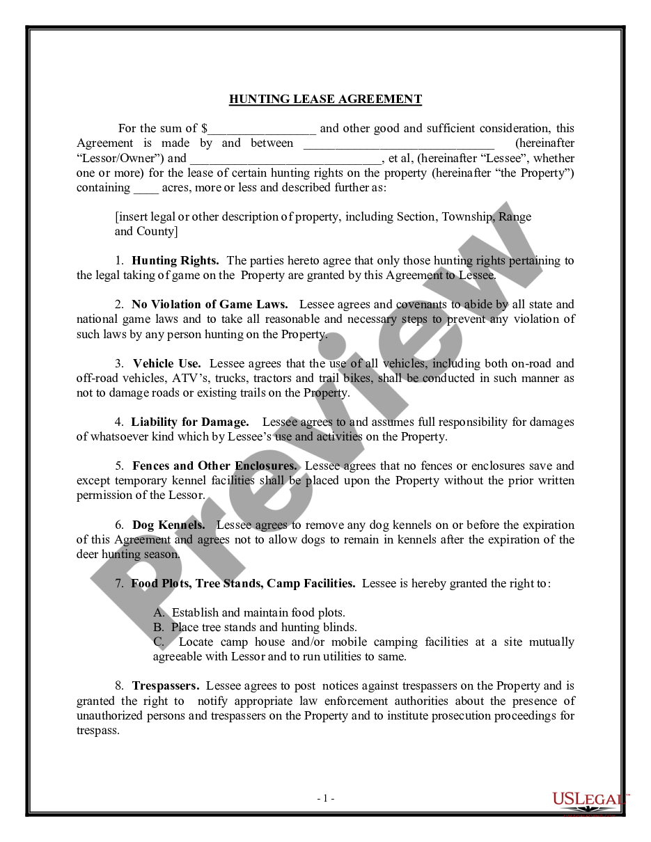 page 0 Farm Lease or Rental - Hunting Land or Property preview