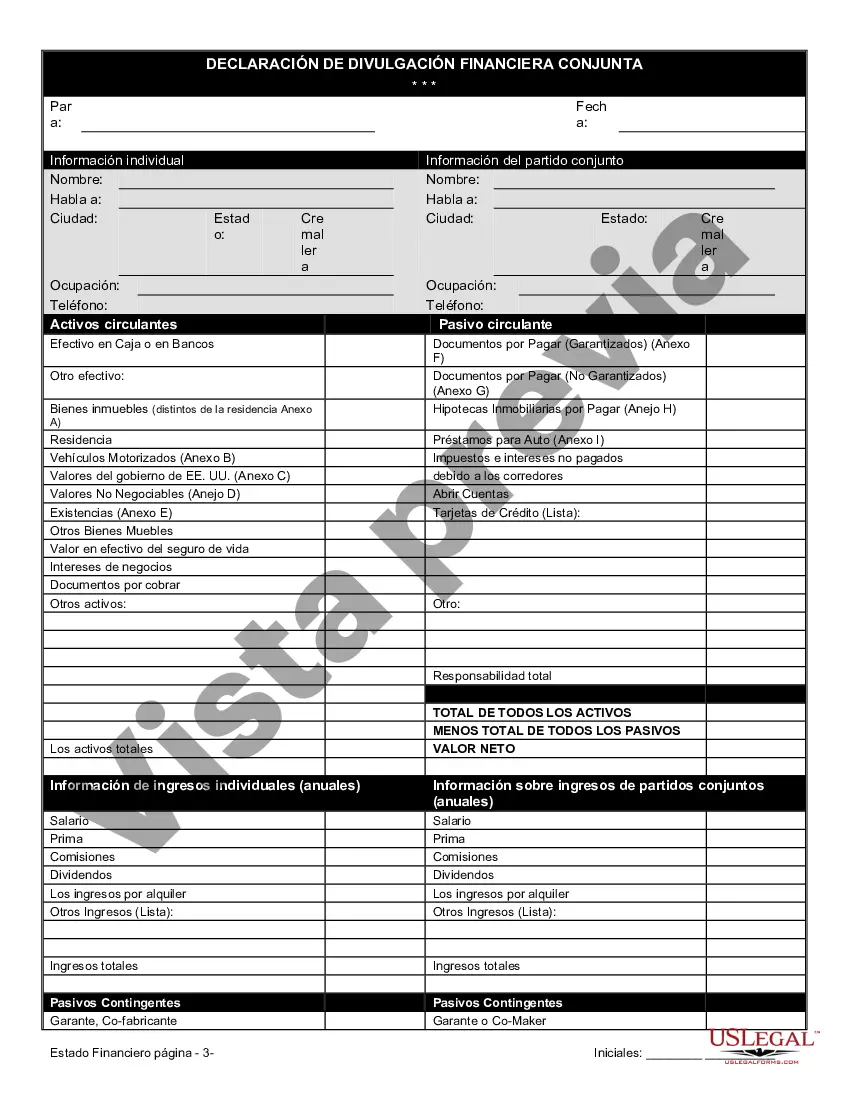 Get Formulario de estado financiero - Uso universal Preview Formulario de estado financiero - Uso universal