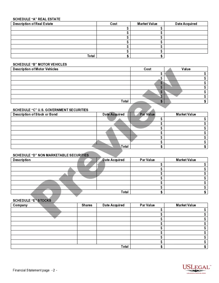 Get Financial Statement Form - Husband and Wife Joint Preview Financial Statement Form - Husband and Wife Joint