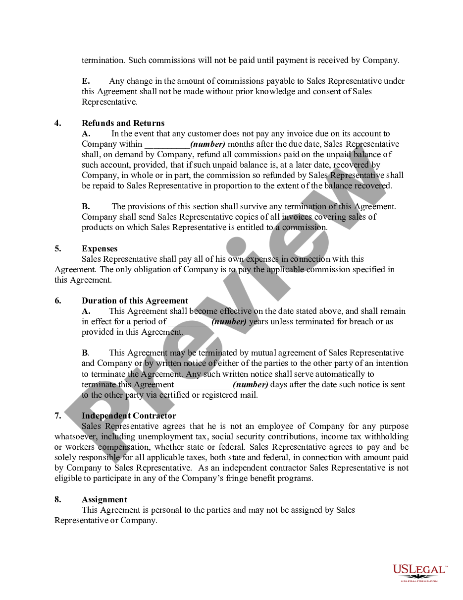 page 1 Agreement with an Individual Sales Representative for Referral of Business preview