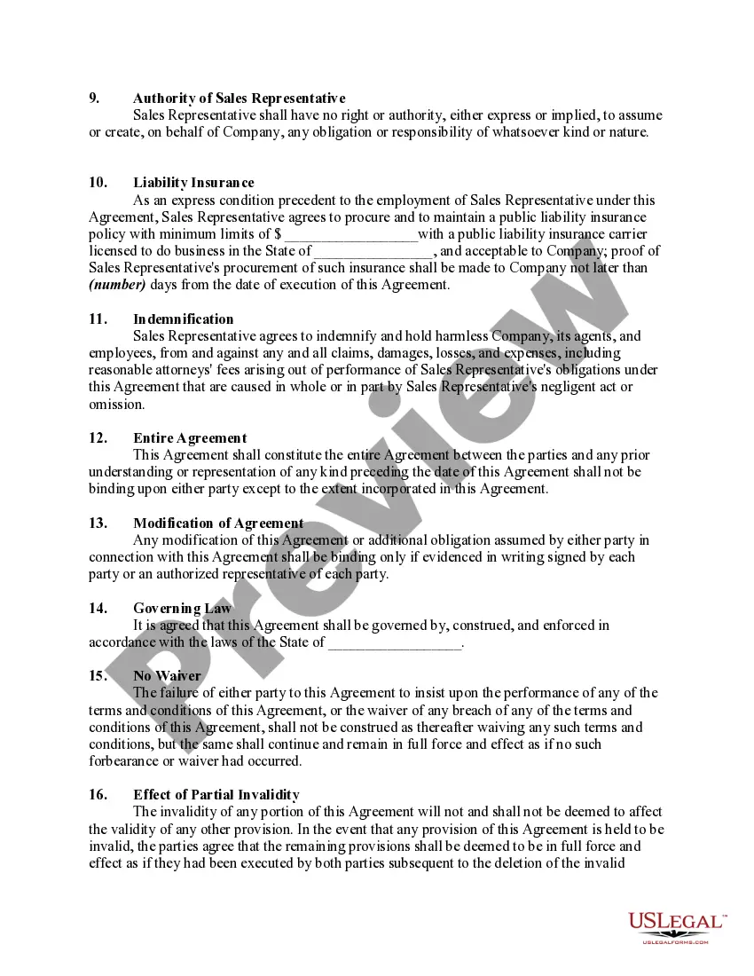 Get Agreement with an Individual Sales Representative for Referral of Business Preview Agreement with an Individual Sales Representative for Referral of Business