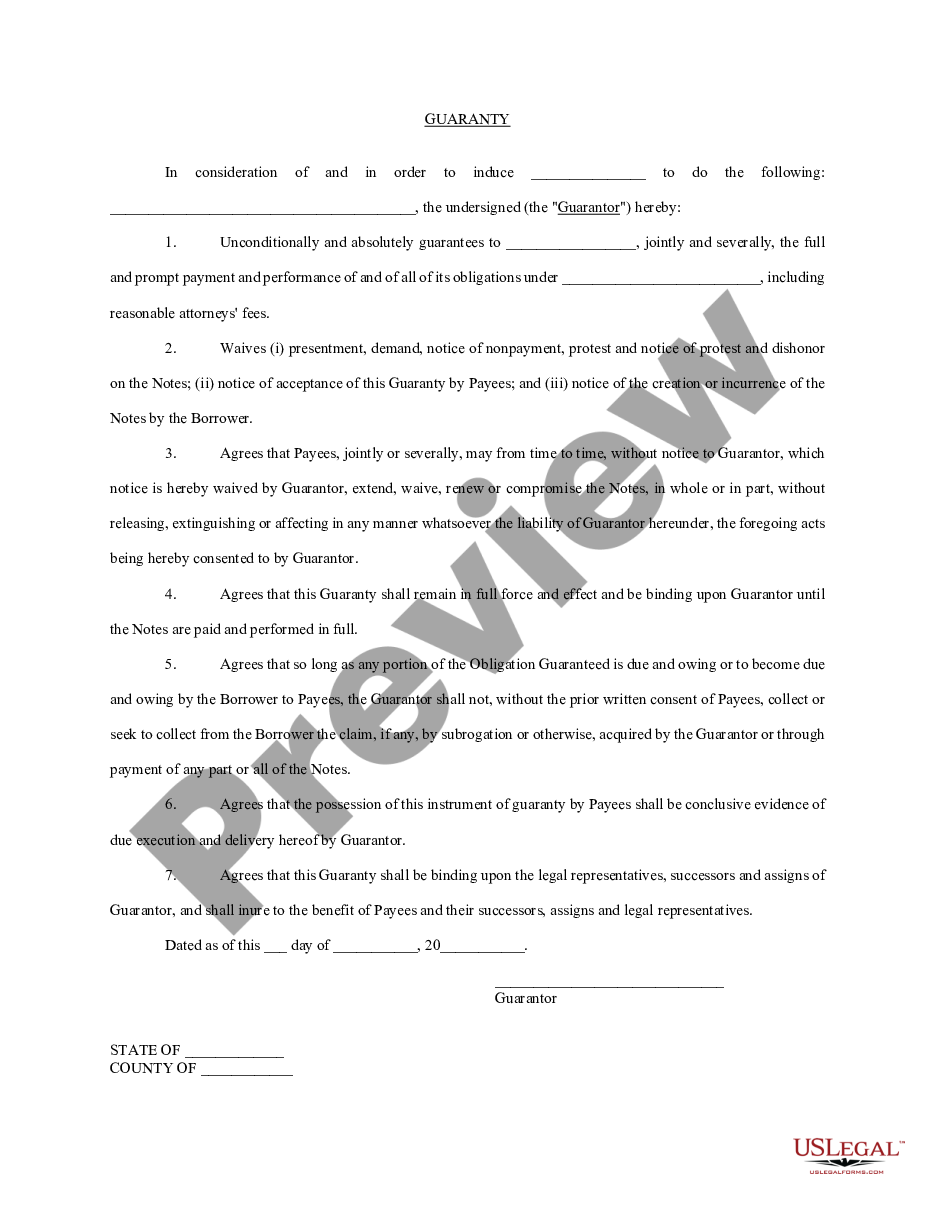 page 0 Corporate Guaranty - General preview