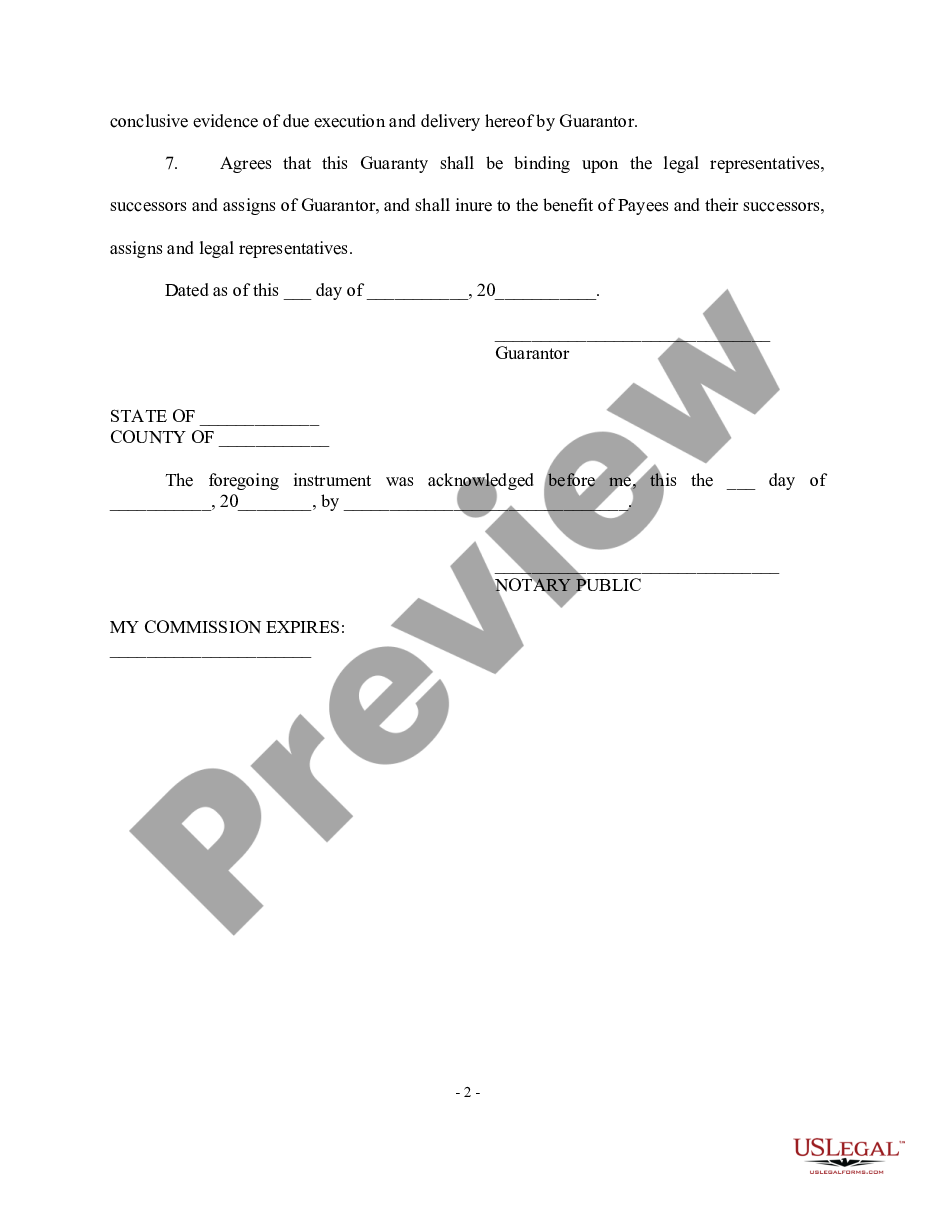 page 1 Personal Guaranty - General preview