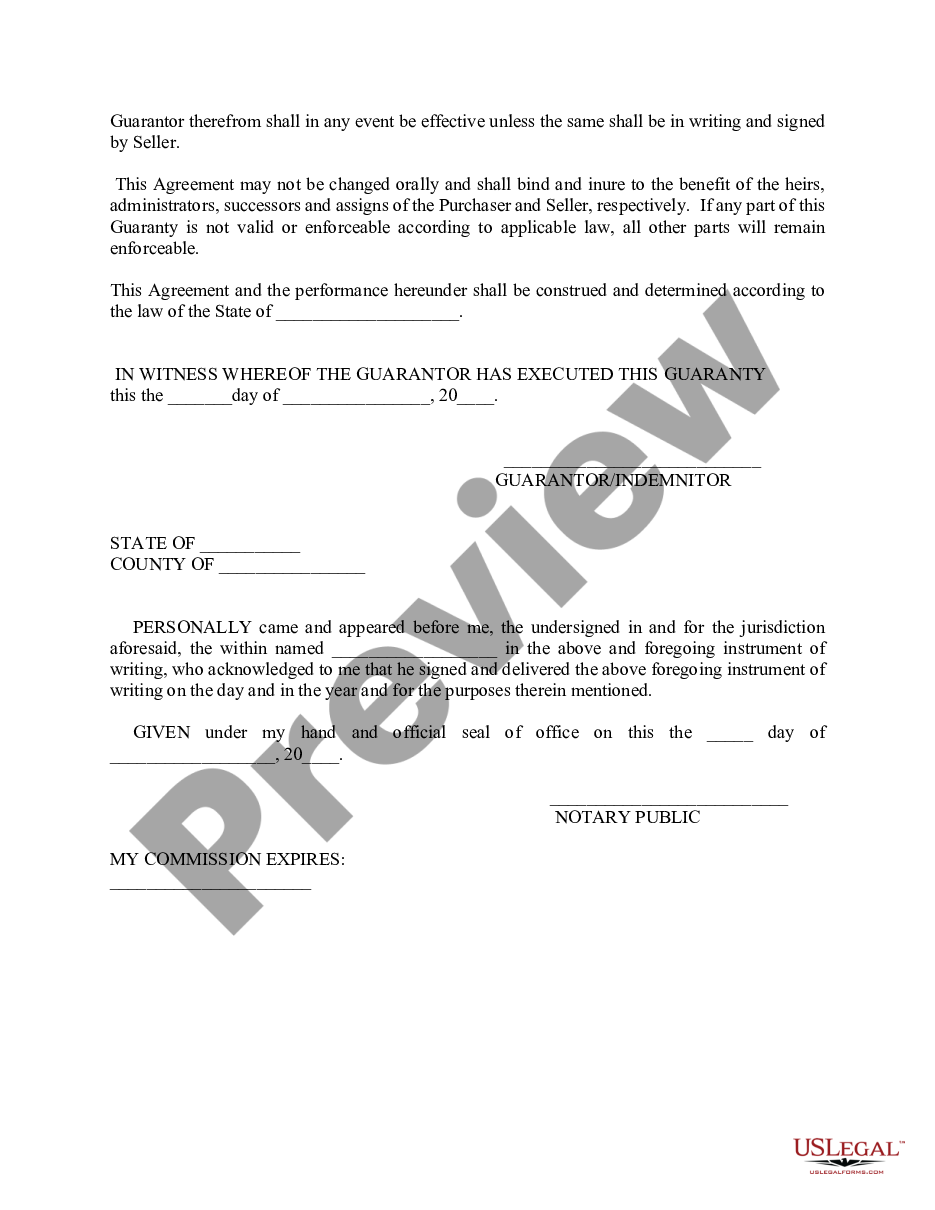 page 1 General Guaranty and Indemnification Agreement preview