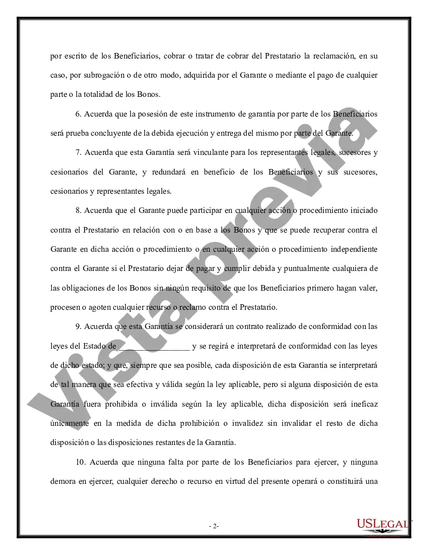 Preview Garantía de Pagaré por Individuo - Prestatario Individual