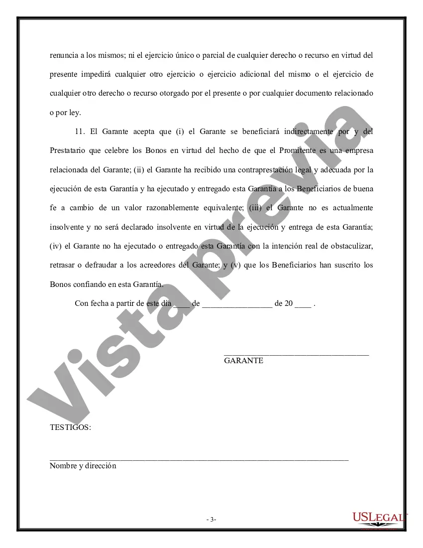 Preview Garantía de Pagaré por Individuo - Prestatario Individual