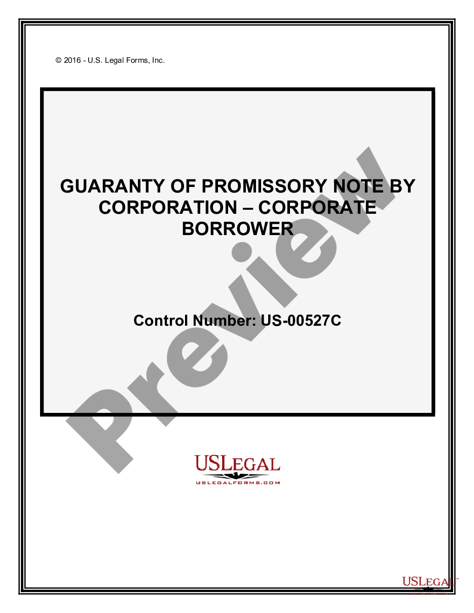 page 0 Guaranty of Promissory Note by Corporation - Corporate Borrower preview
