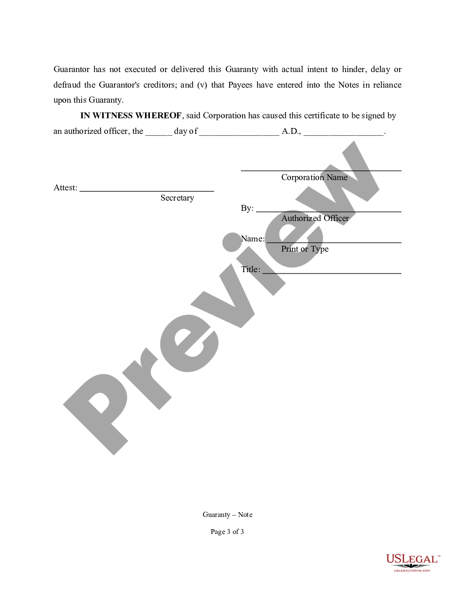 page 4 Guaranty of Promissory Note by Corporation - Corporate Borrower preview
