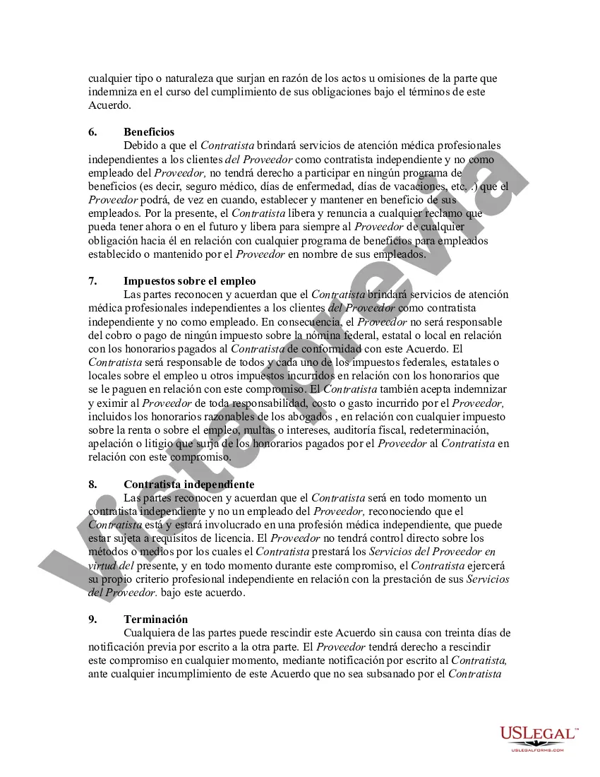 Preview Acuerdo de contratista independiente para proveedores de atención médica