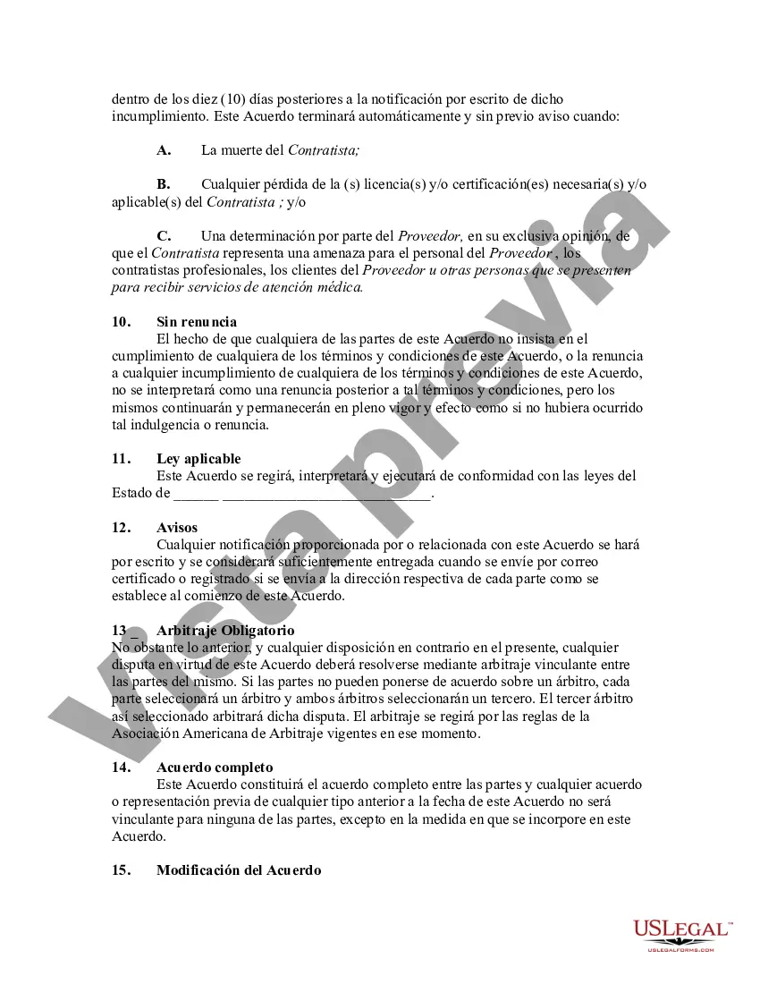 Preview Acuerdo de contratista independiente para proveedores de atención médica