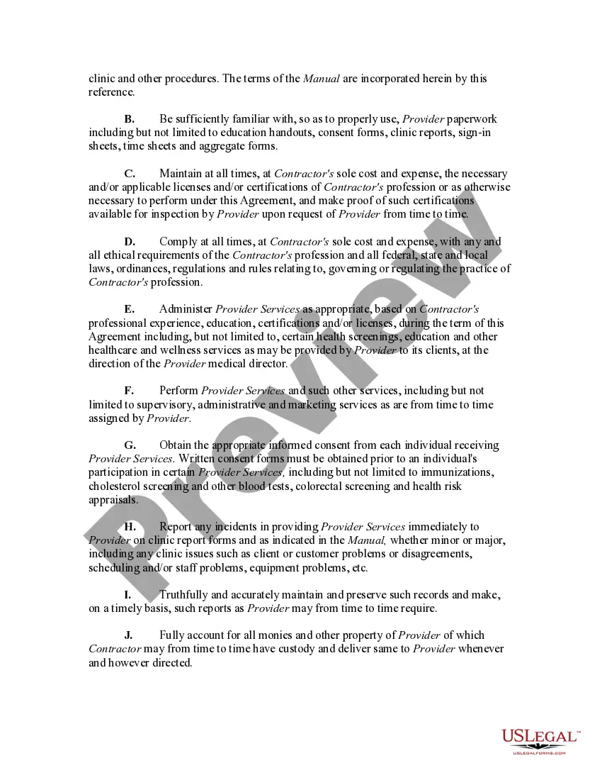 Preview Independent Contractor Agreement for Healthcare Providers