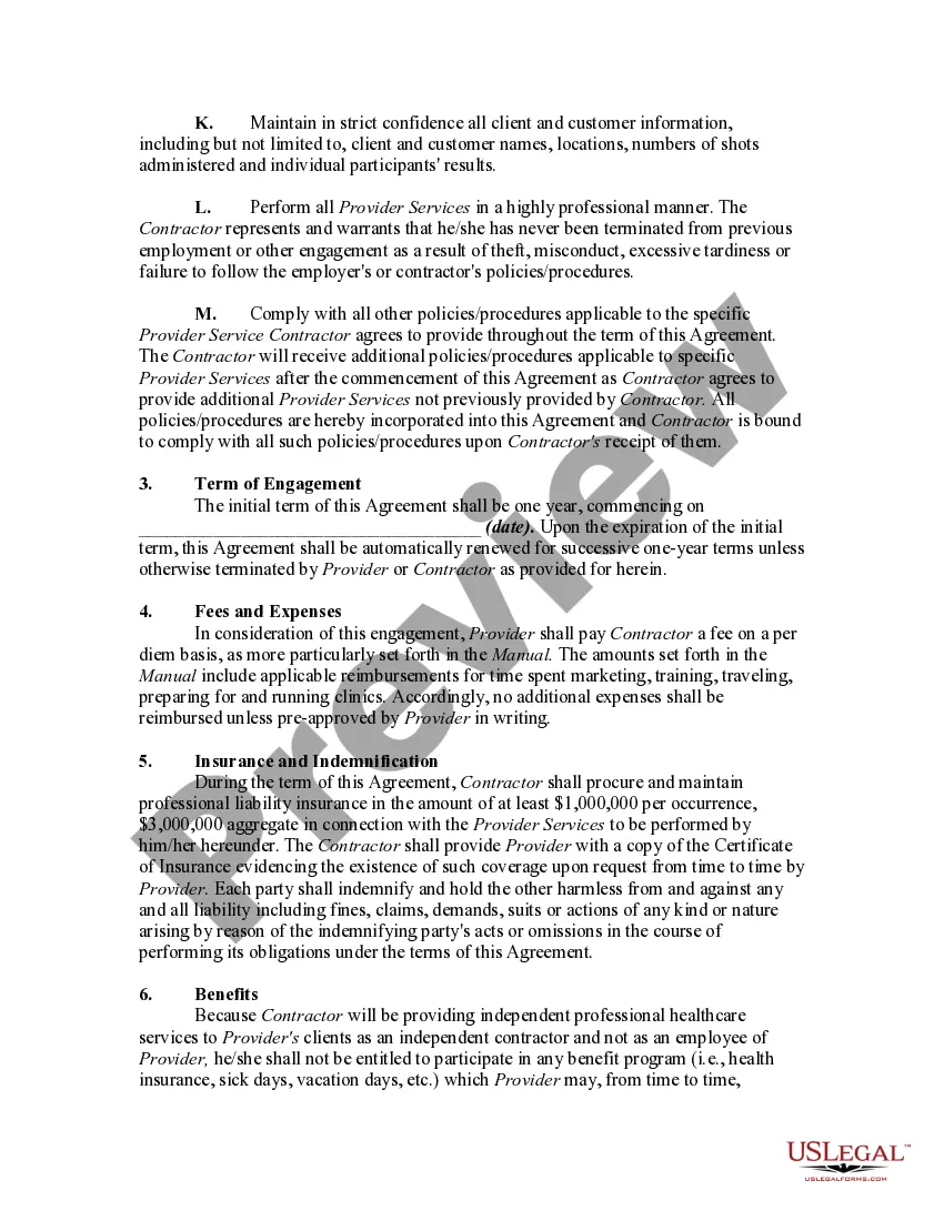Preview Independent Contractor Agreement for Healthcare Providers