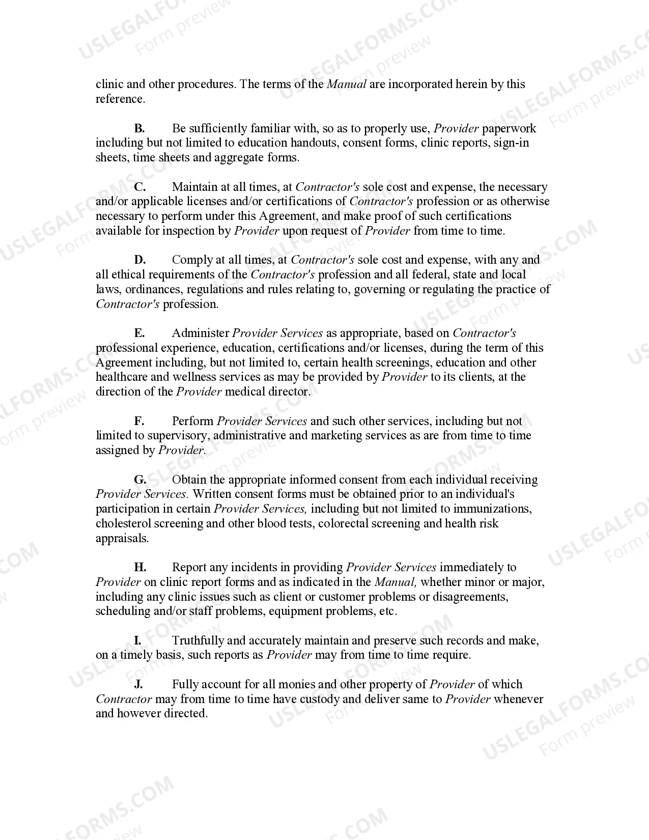 Preview Self-Employed Independent Contractor Agreement with Health Care Worker