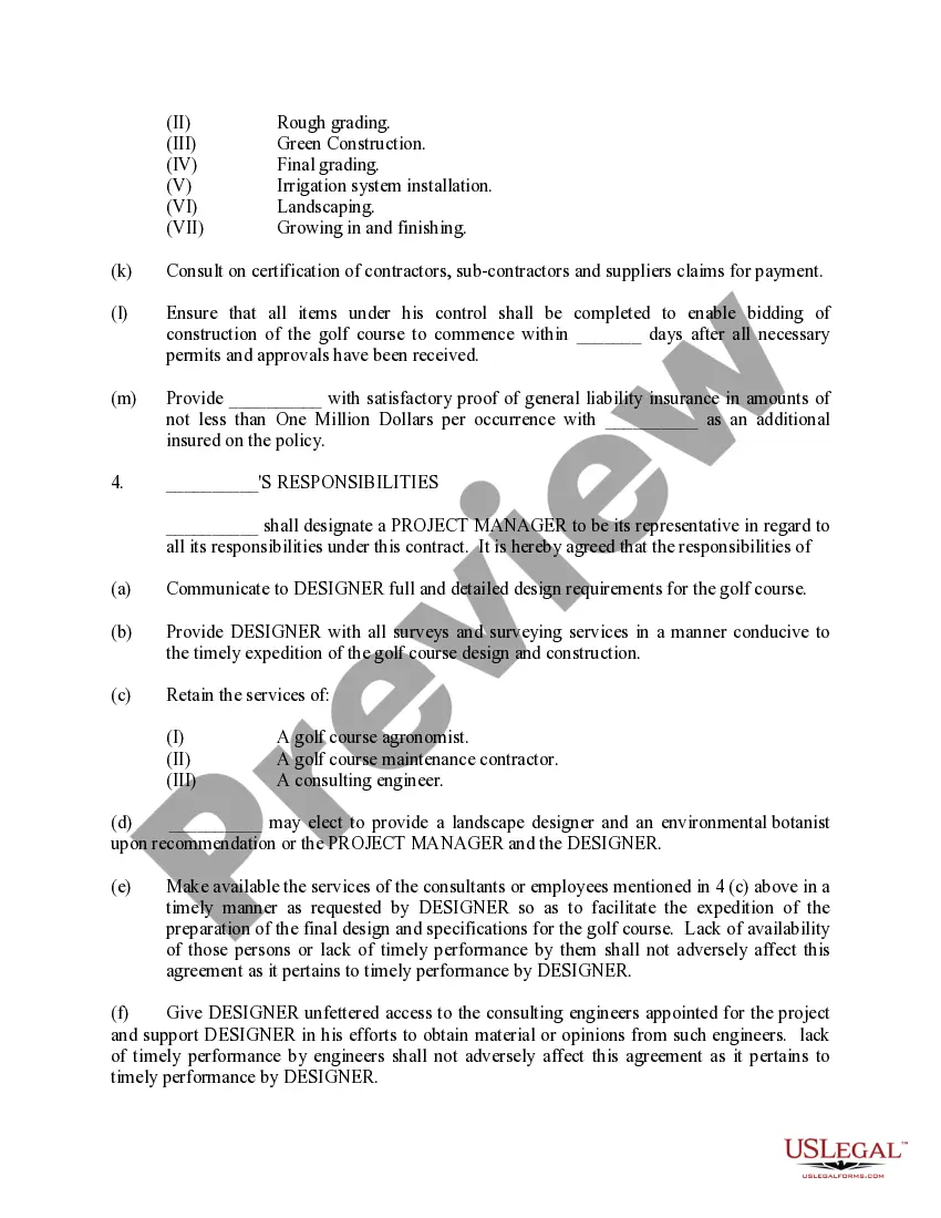 Get Golf Course Design Contract Preview Golf Course Design Contract