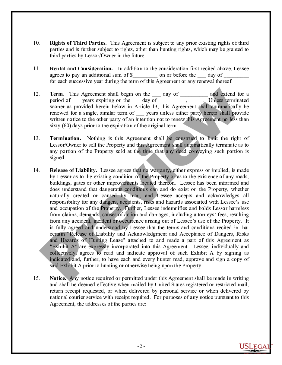 page 1 Hunting Lease - Land or Property preview